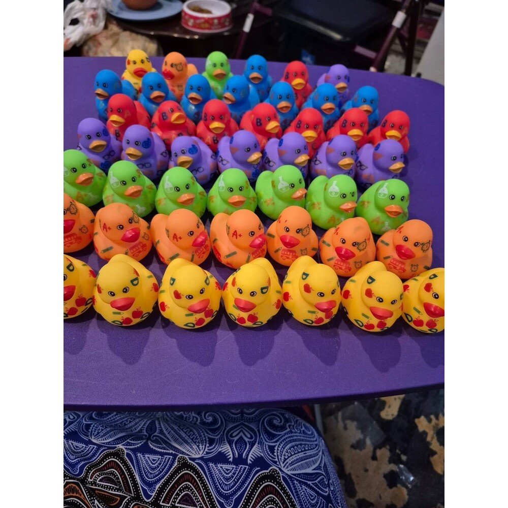 Bulk Lot Of 48 Mini Rubber Ducks Different Themed Jeep Play